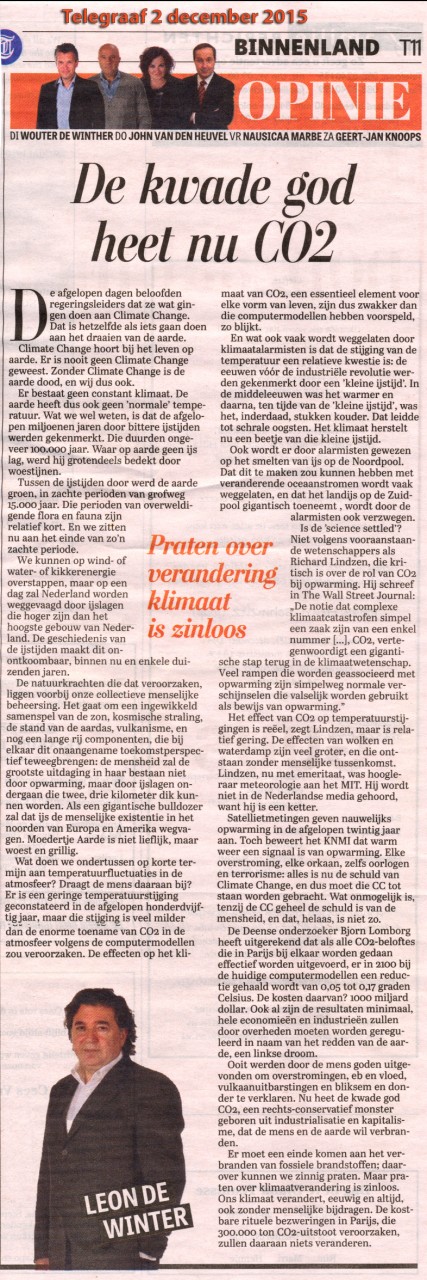 De kwade god heet nu CO2 Leon de Winter